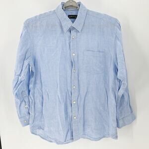 Orvis Men's Light Blue Linen Button-Down Shirt